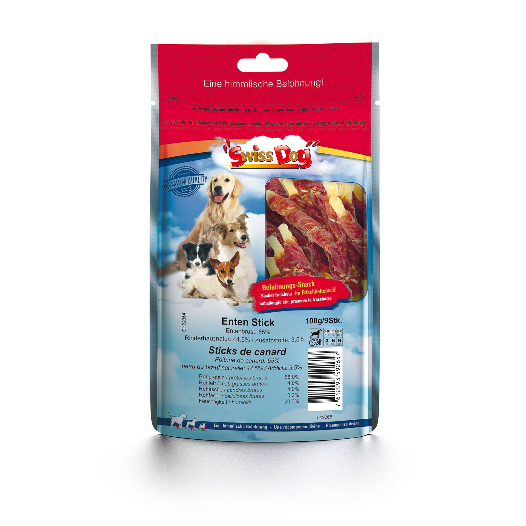 SwissDog Enten-Sticks Large, 100g