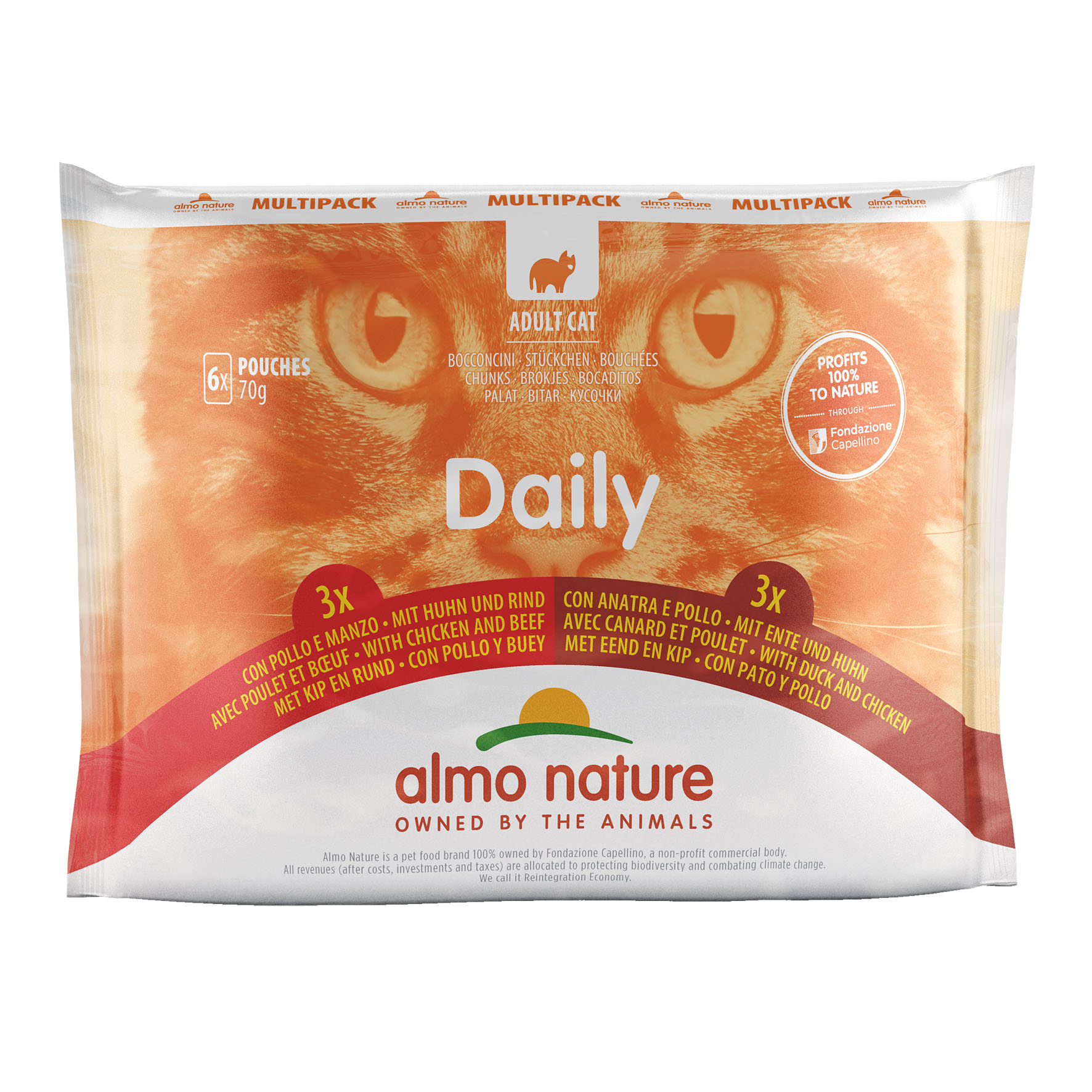 Almo Daily Cat Multipack Huhn&Rind und Huhn&Ente, 6x70g