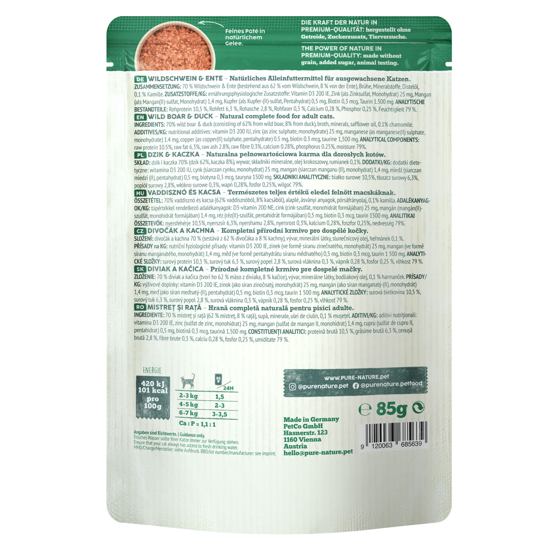 PureNature Wildschwein und Ente mit Kamille, 85g