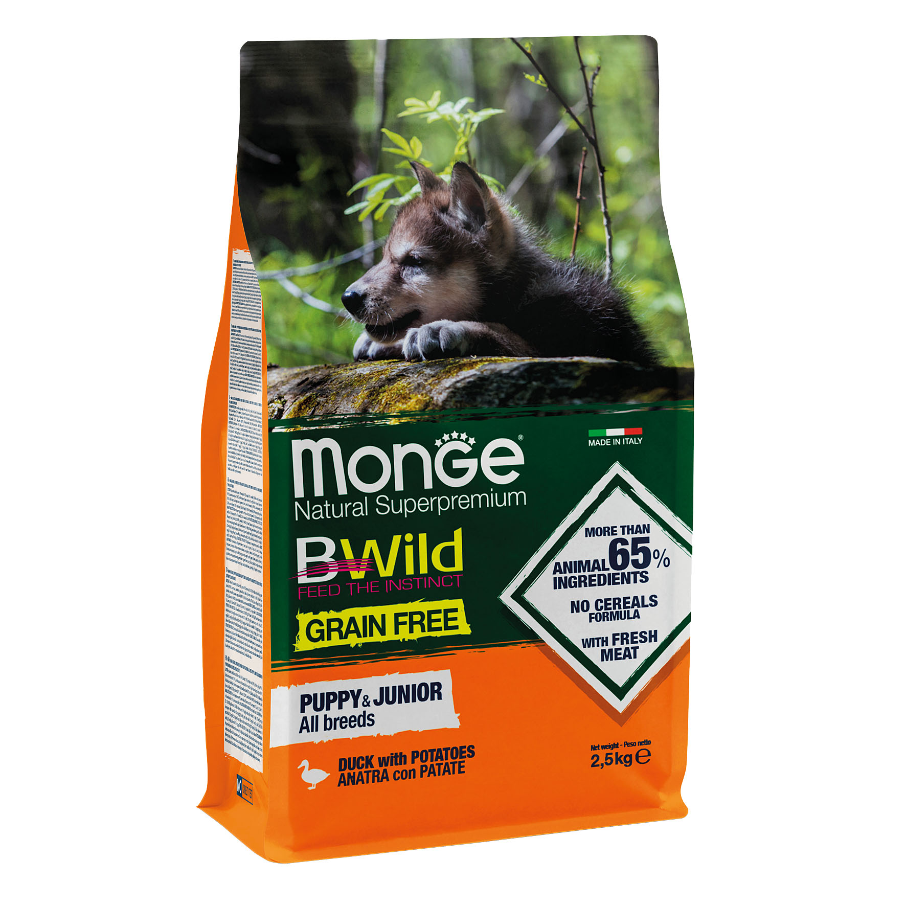 Monge BWild Glutenfrei Puppy&Junior Duck 2.5kg