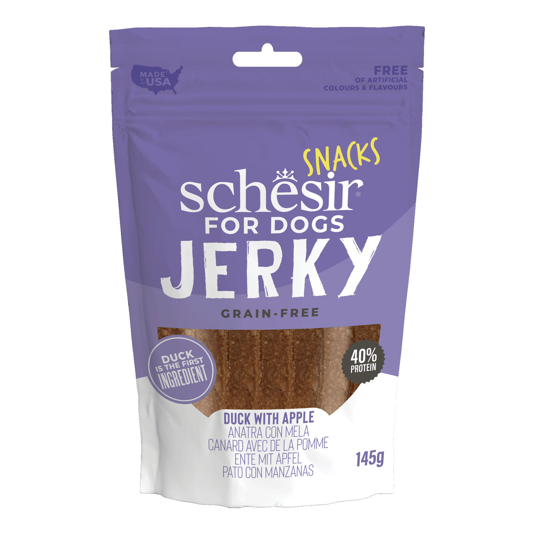 Schesir Dog Snack Jerky Ente&Apfel, 6x145g