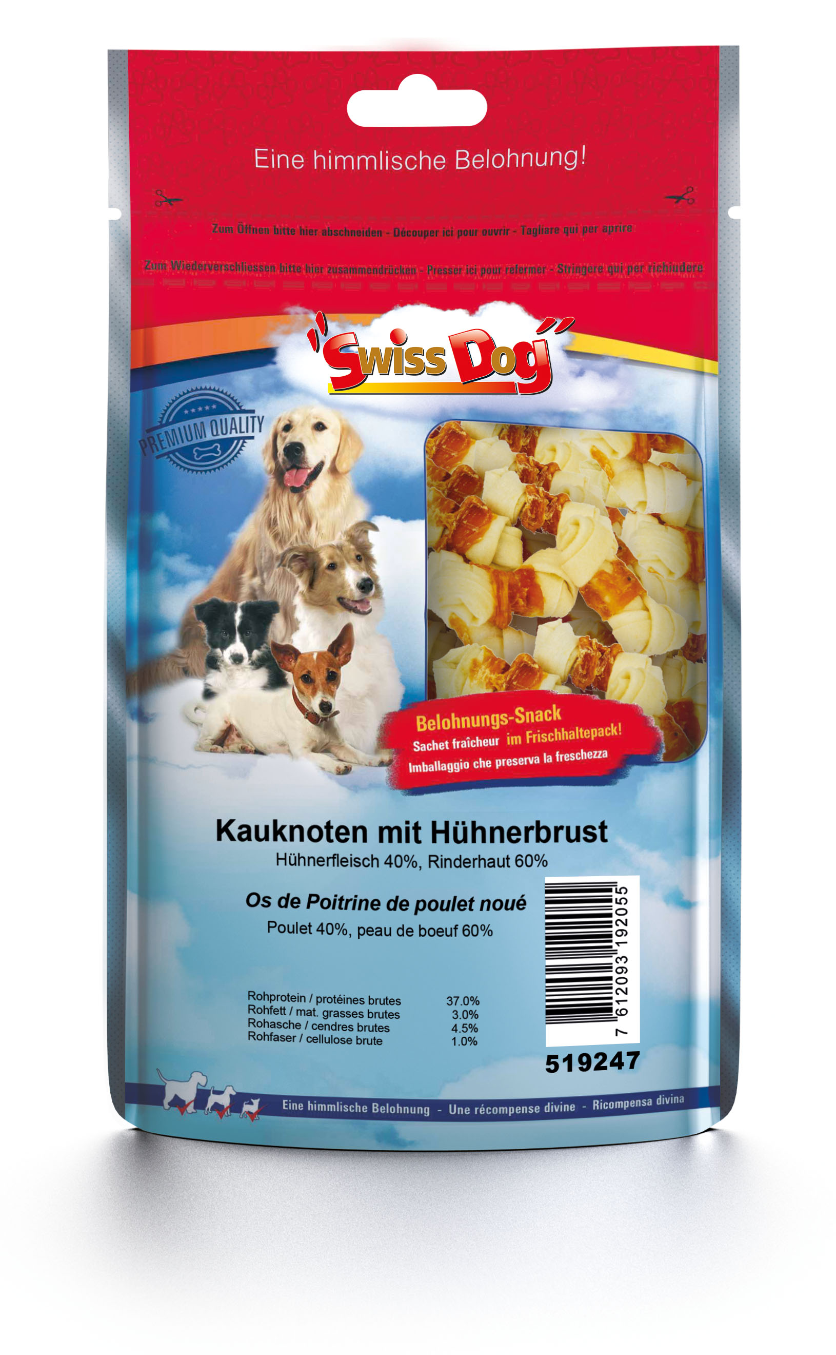 SwissDog Kauknoten mit Hühnerbrust, 900g