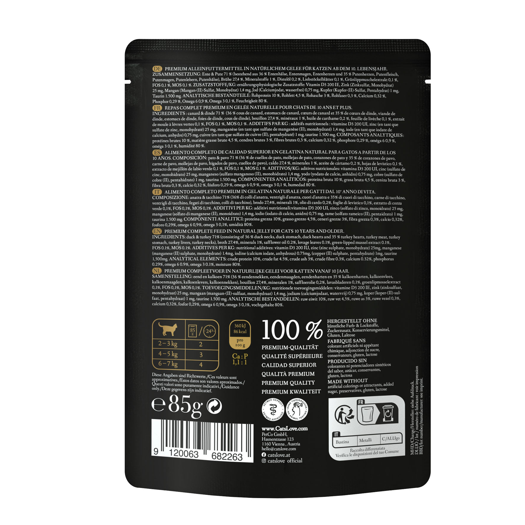 Cat‘s Love Senior 10+ Ente, 85g