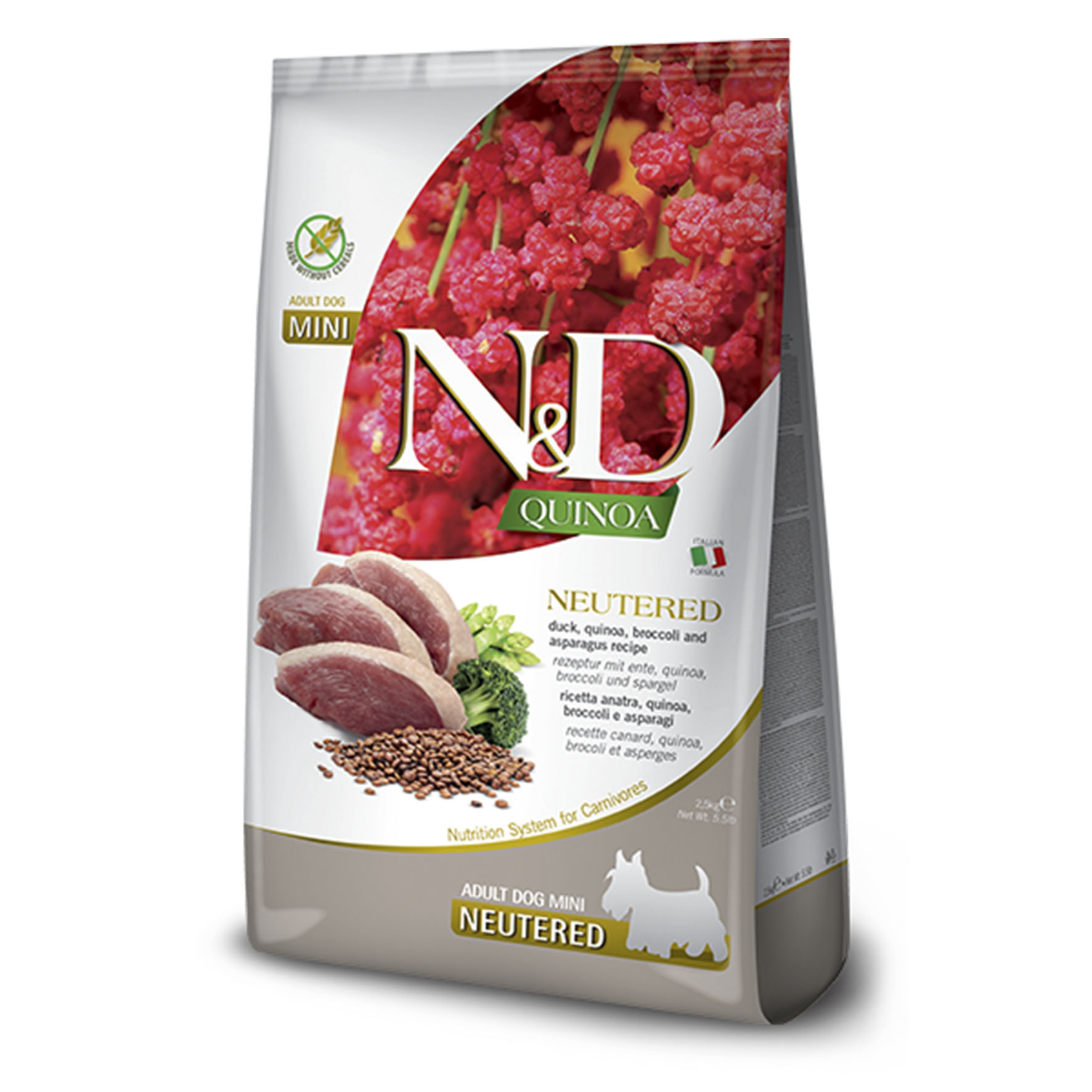Farmina Dog Adult Mini Quinoa Neutered Ente, Quinoa, Broccoli & Spargel, 2.5kg