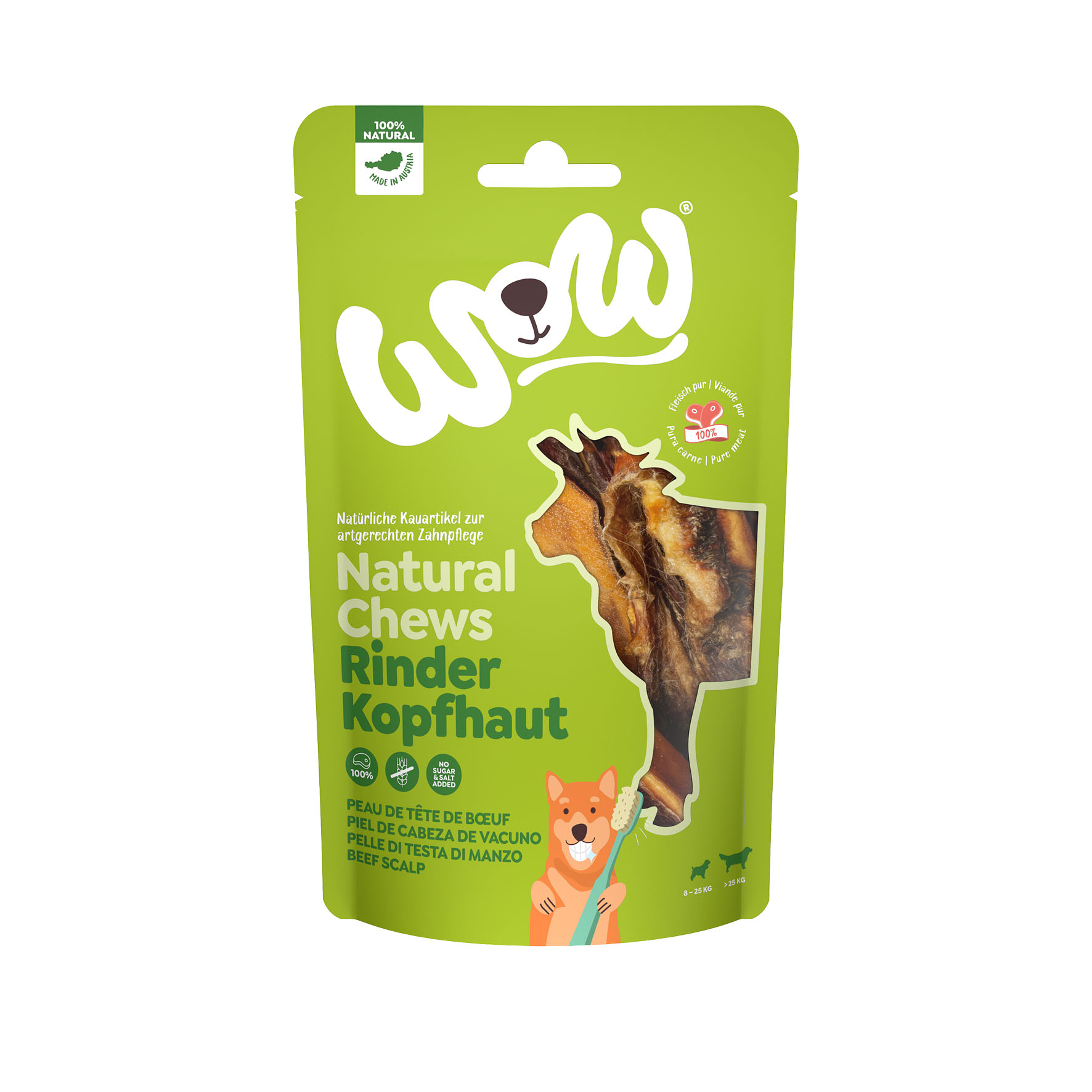 WOW Natural Chews testa di manzo con pelle 350g