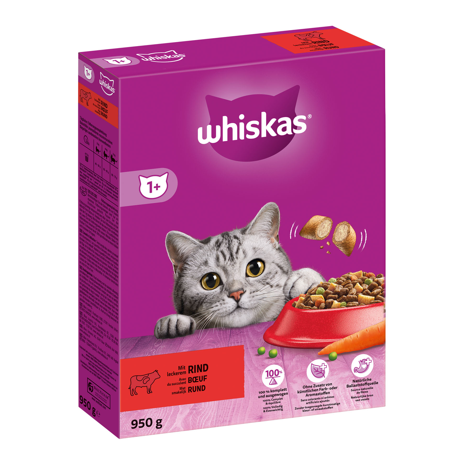 Whiskas secco manzo 1+, 950g