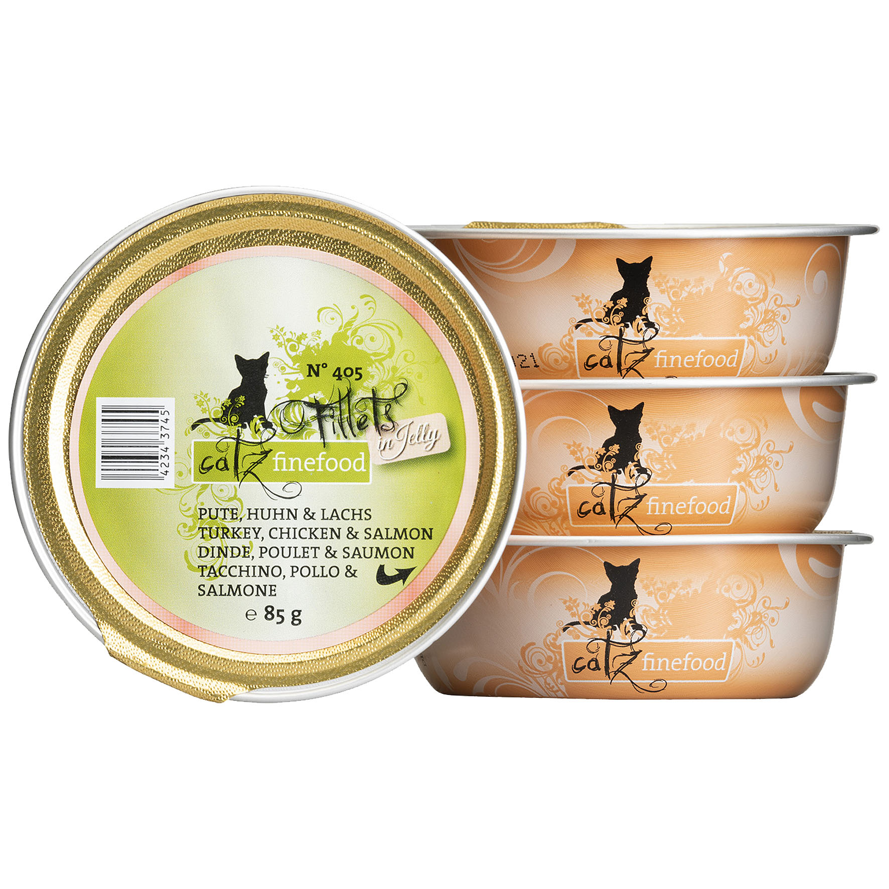Catz Finefood Filets No. 405 - dinde, poulet & saumon en gelée 85g