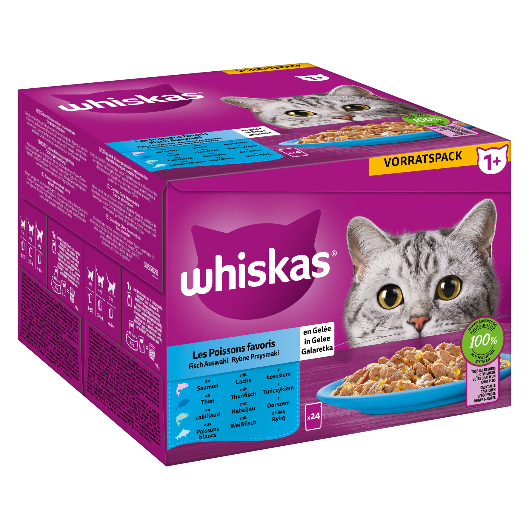 Whiskas 1+ Fisch Auswahl, 24x85g