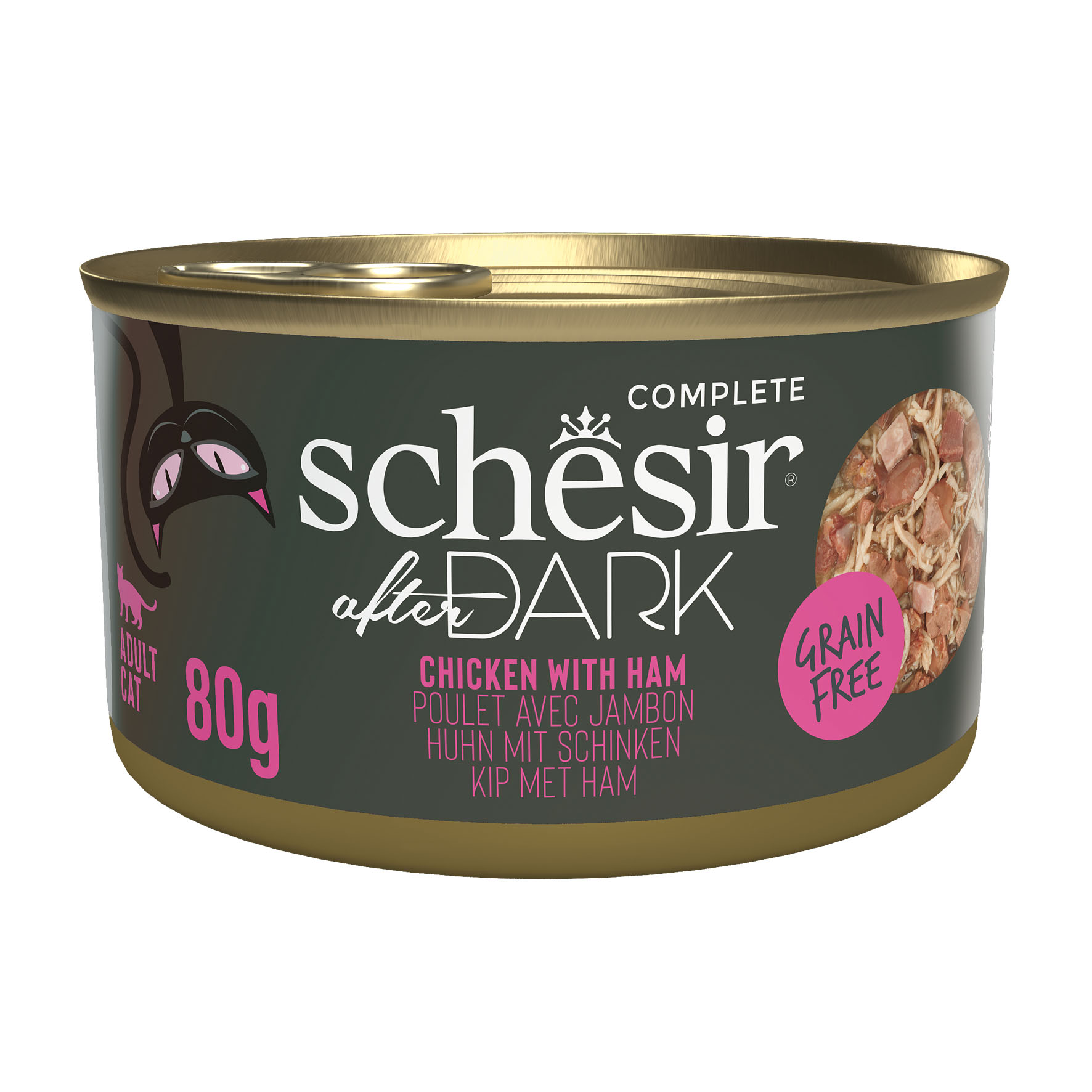 Schesir After Dark Wholefood Poulet avec Jambon, 12x80g