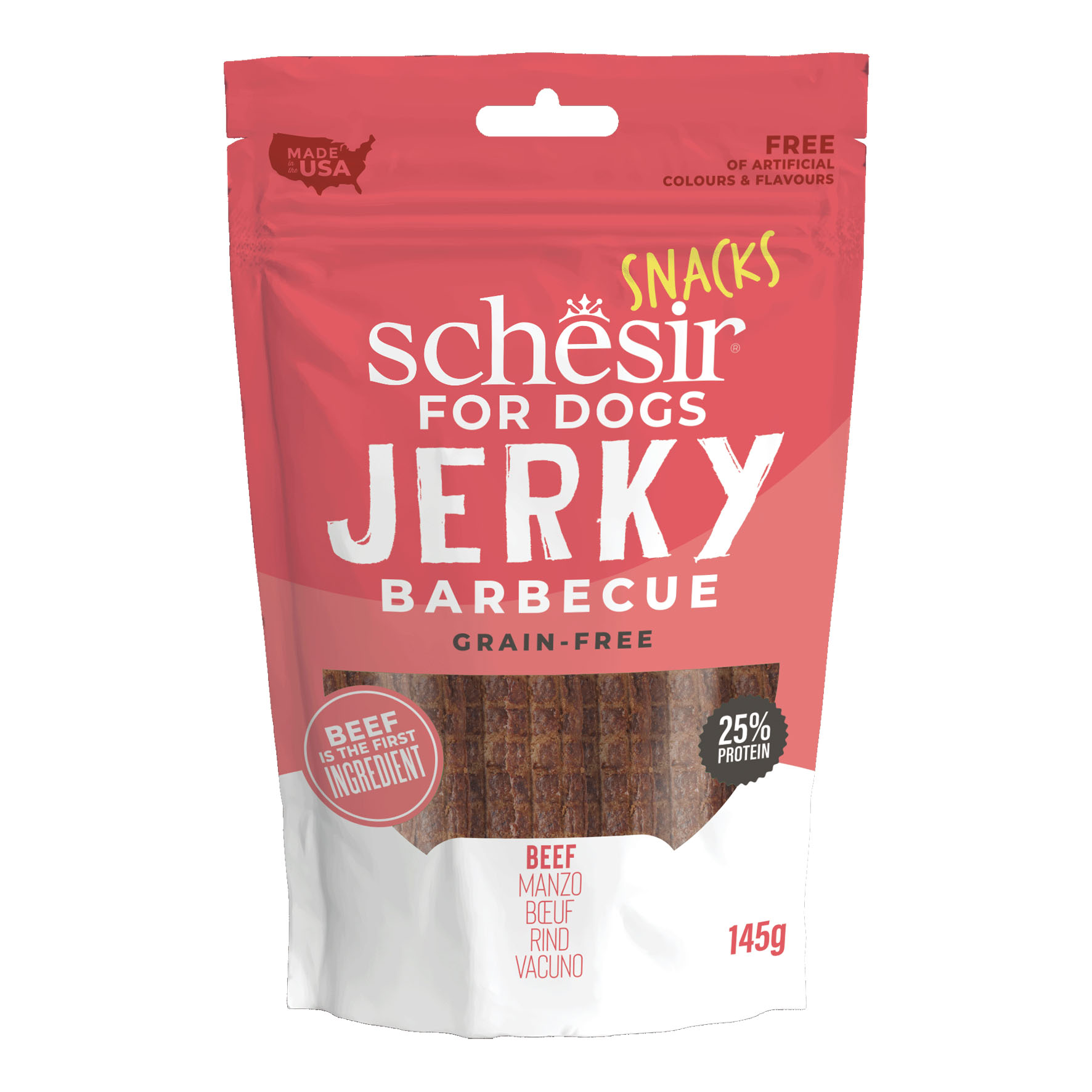Schesir Dog Snack Jerky Barbecue Rind, 145g