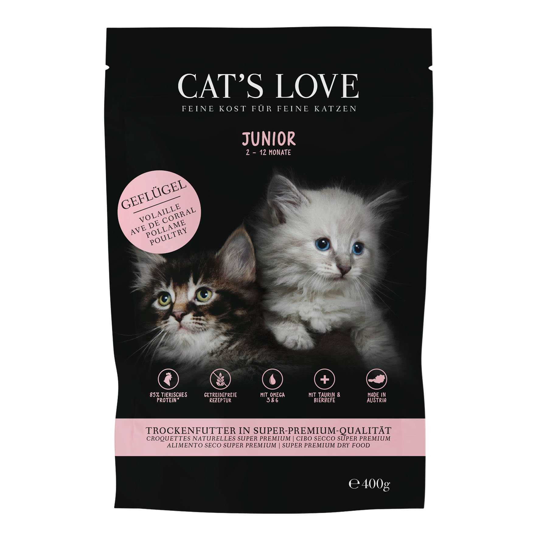 Amore dei gatti Secco Junior Pollame 400g