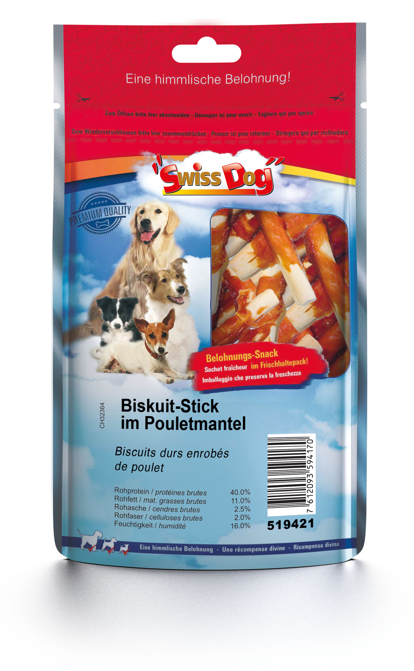 Foodwaste-SwissDog Biskuit-Sticks im Pouletmantel, 400g