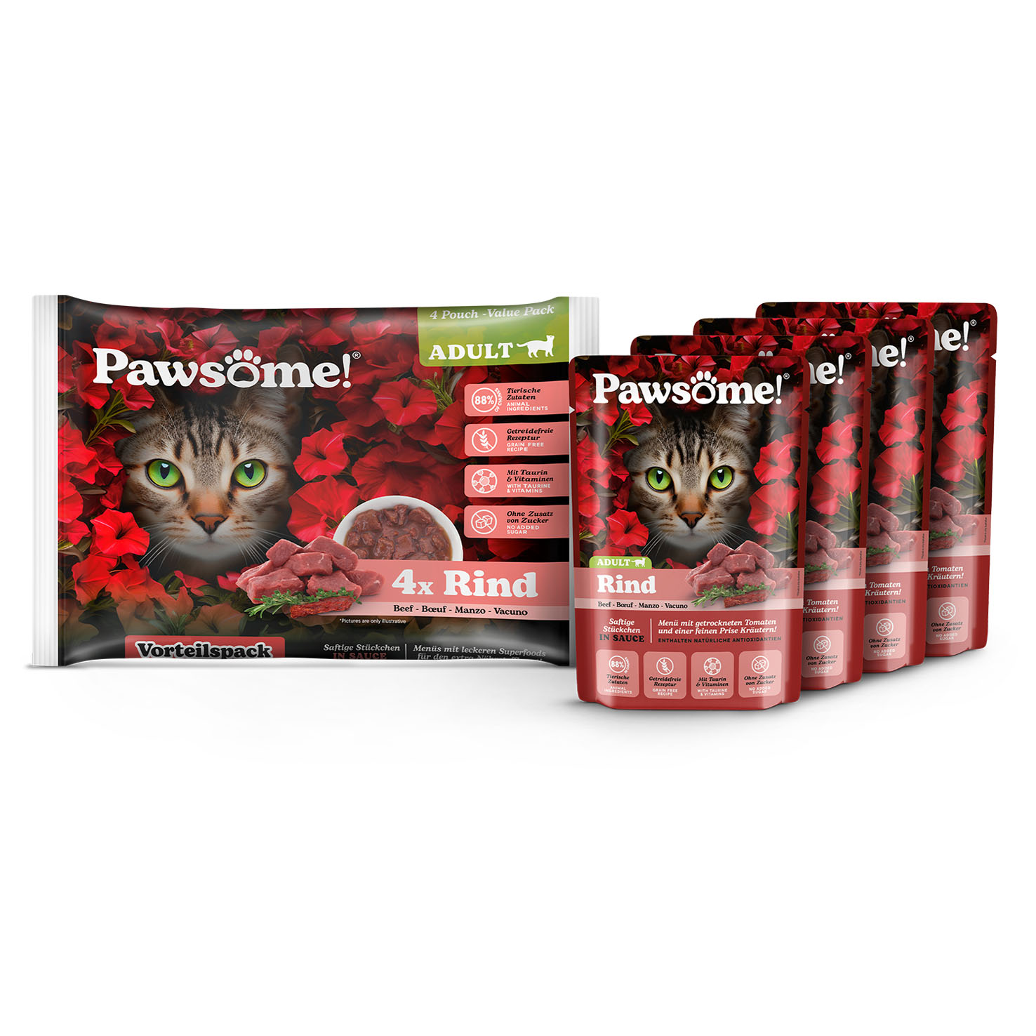 Pawsome Adult boeuf 4x85g