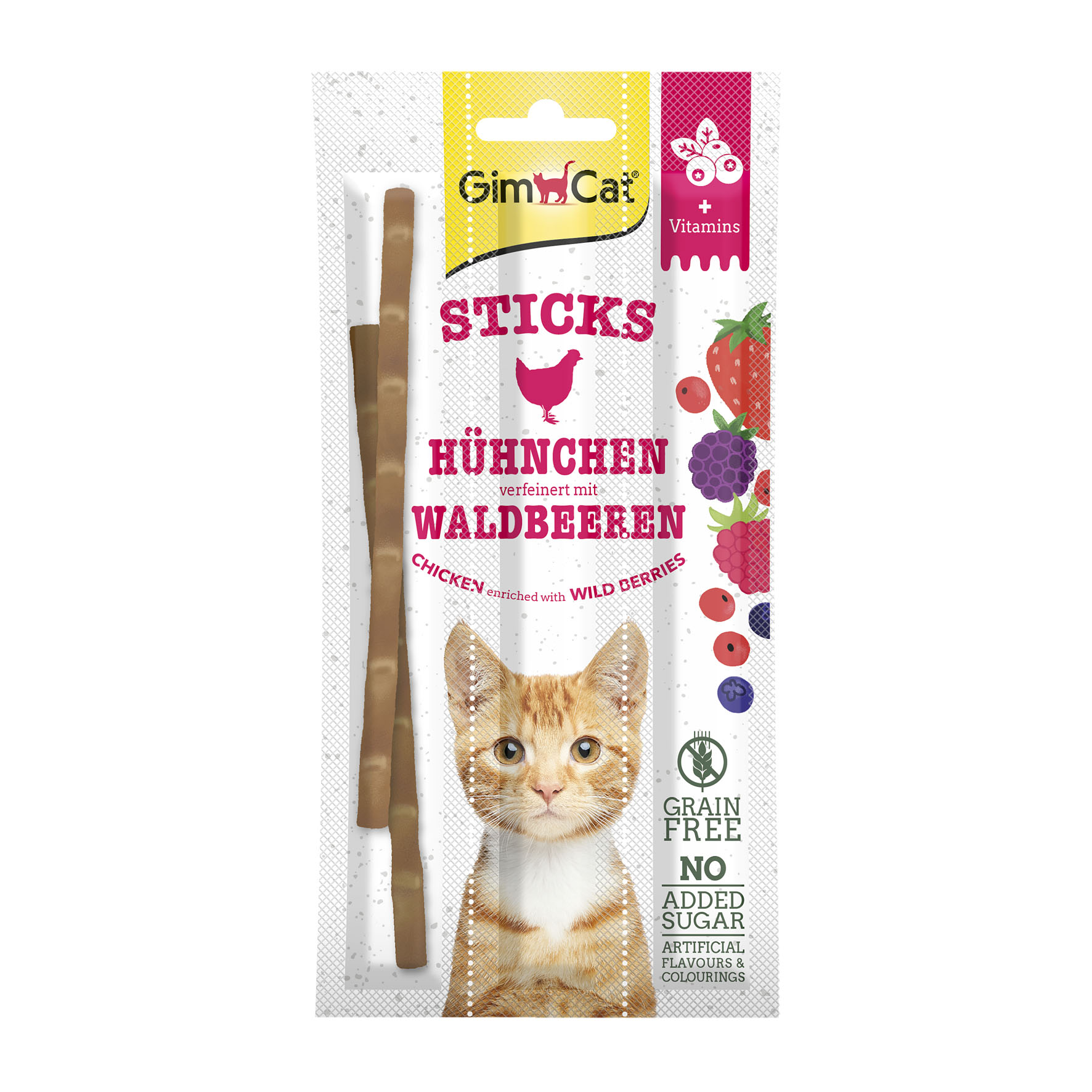 GimCat Superfood Duo-Sticks, Hühnchen & Waldbeeren, 3Stk.