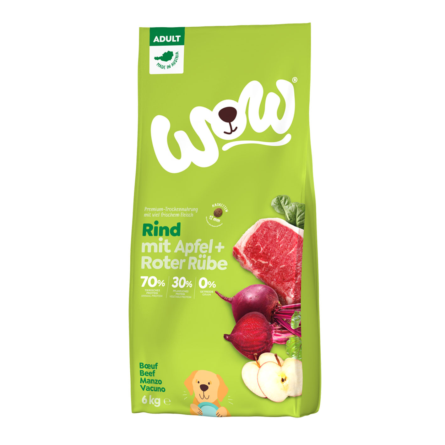 WOW Adult Mini boeuf avec épinards, 6kg