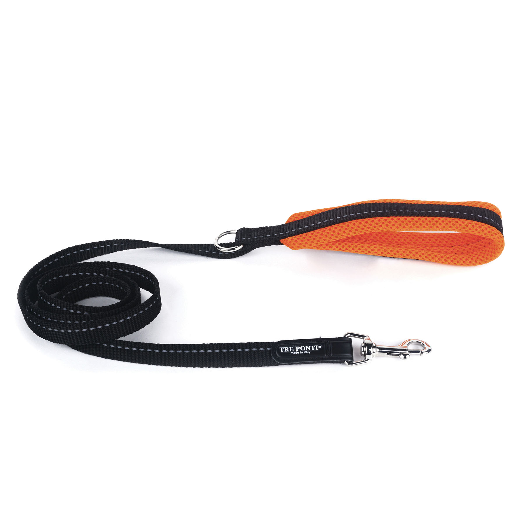 Tre Ponti Leine Fluo Schwarz & Orange, 130cm