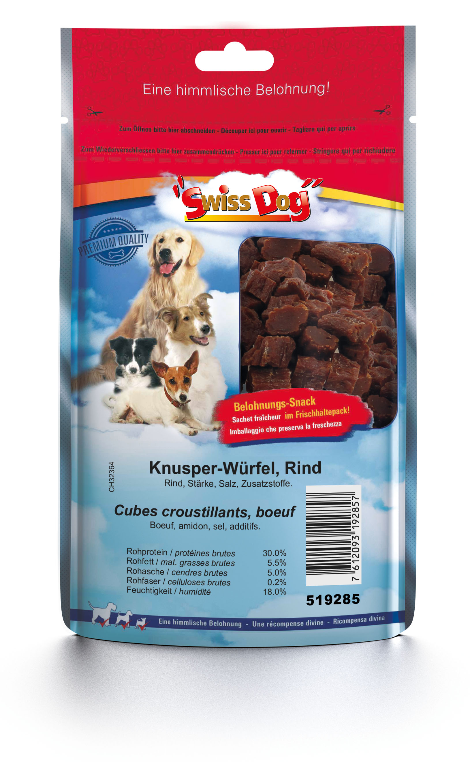 SwissDog cubes croustillants, boeuf, 140g