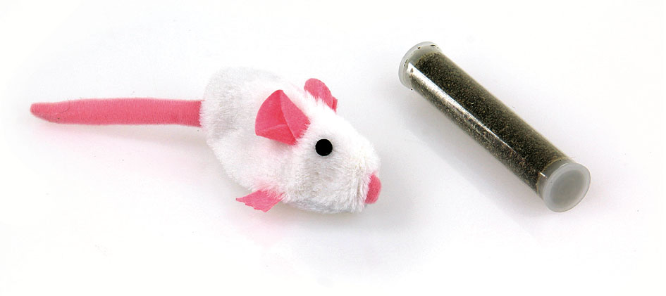 swisspet Plüschmaus mit Catnip-Trommel, weiss