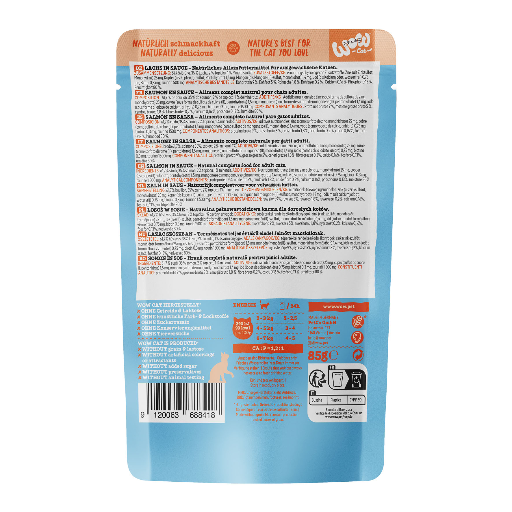 Saumon en sauce, 85g