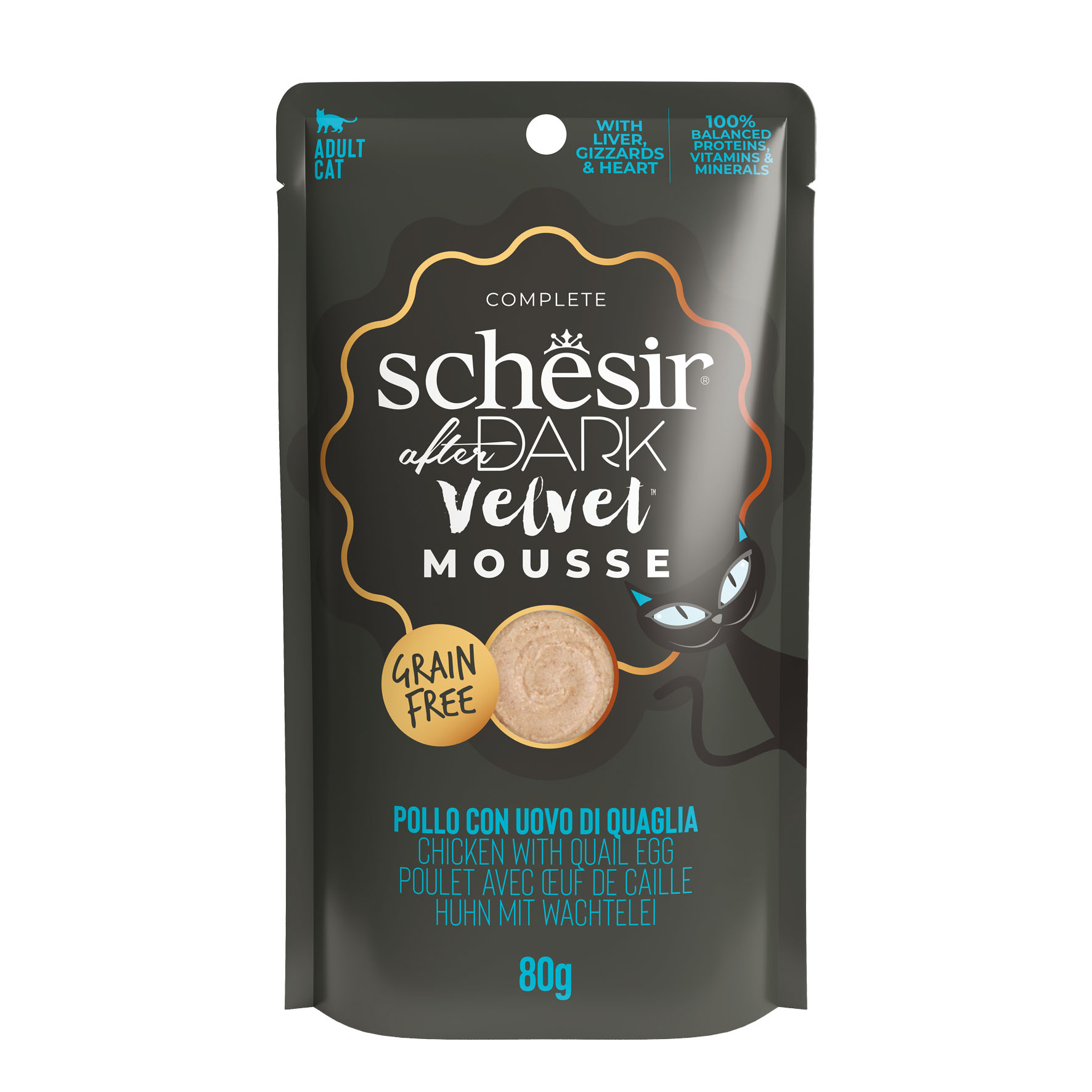 Schesir After Dark Velvet Poulet avec Oeuf de caille, 12x80g