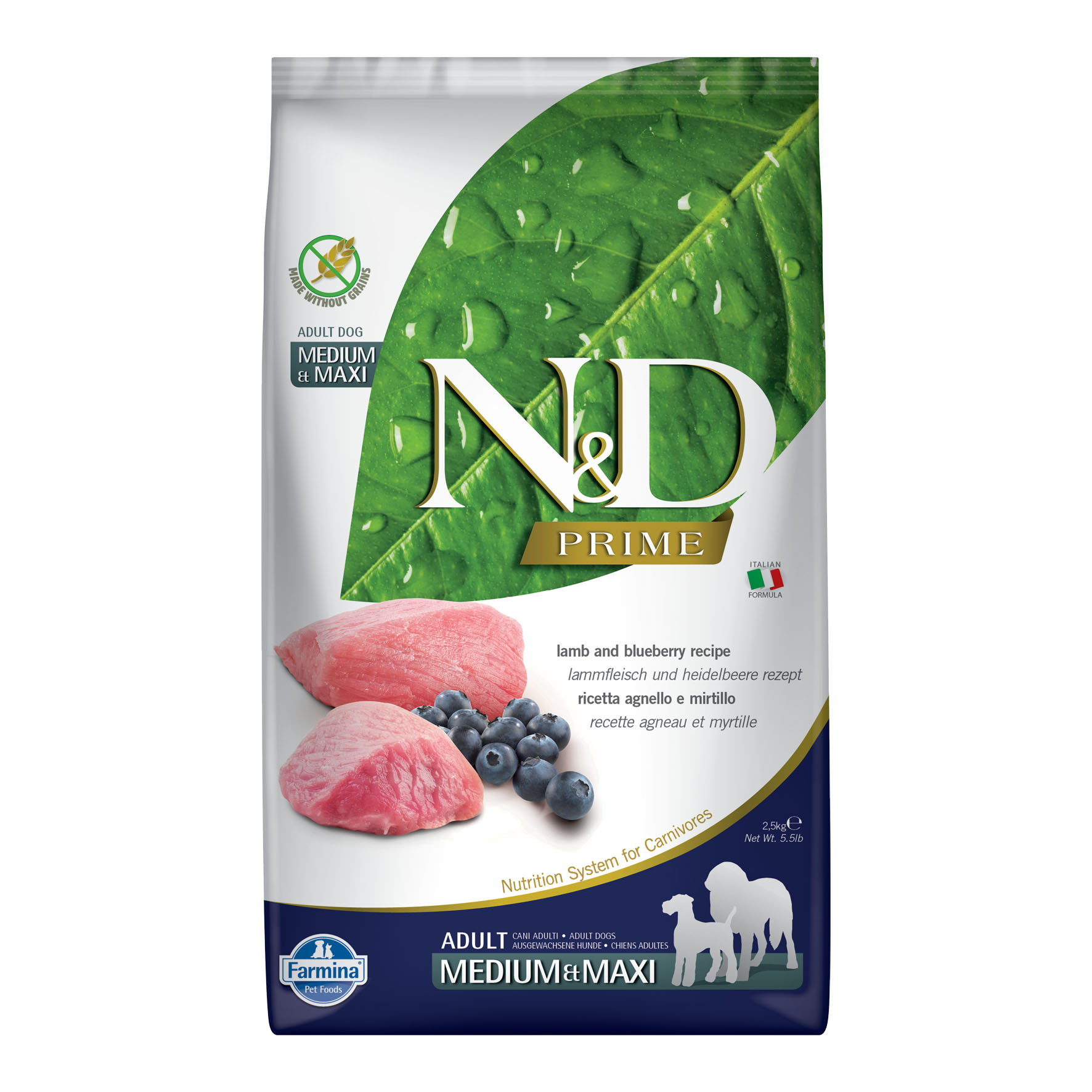 Farmina Prime Adult Med/Max Lamm & Heidelbeere, 2.5kg